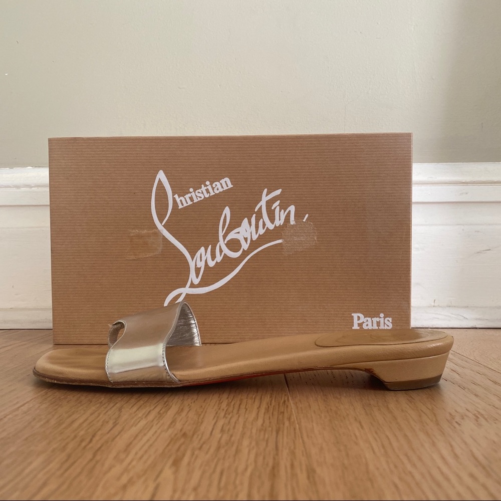 Louboutin Silver Thong Sandal 38